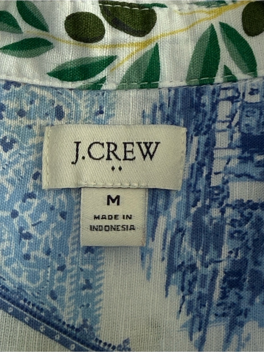 J.Crew Linen Blend Blue Tile Lemon Dolce Vita Amalfi Print Shirt Women M - Picture 5 of 10